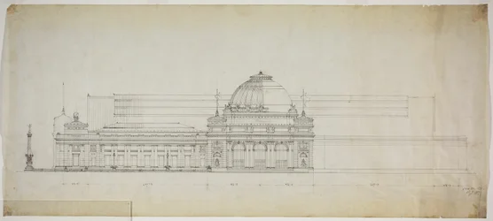 Lakefront Exhibition Hall、シカゴ、イリノイ州、立面図
