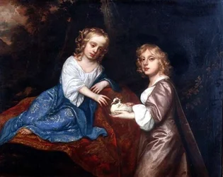 アスコット子爵チャールズ・ドーマー（1652-73）とその妹レディ・エリザベス・ドーマー（1653-77）の二重肖像（油彩・キャンバス