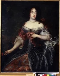 フランス王妃アンリエット・マリー (1609-1669) の肖像画。 フランスのヘンリエッタ マリア女王 (1609-1669) の肖像画。 ピーター・レリー卿 (1618-1680) の絵画。 英国美術、バロック様式。 キャンバスに油彩。 地域美術館、ポルタヴァ、ウクライナ