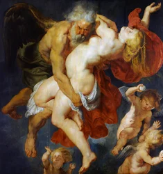 ボレアスがオレイティヤを拉致する」1620年頃（パネルに油彩