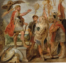 Decius Mus Addressing the Legions、c.1616（ハードボードに油彩、木と帆布から転写）