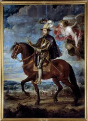 スペイン王フィリップ2世（1527-1598）の騎馬像 ピーター・ポール（ピエール＝ポール）・ルーベンス（またはピーター・ポールまたはペトルス・パウルス）（1577-1640）の絵画 16世紀 日。3,14x2,28 m マドリード、プラド美術館