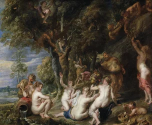 ニンフとサテュロス、c。 1615