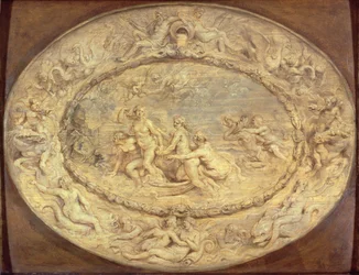 ヴィーナスの誕生、c.1632-33（パネルに黒いチョークと油）