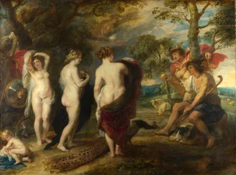 パリスの審判、c.1632-35（パネルに油彩）