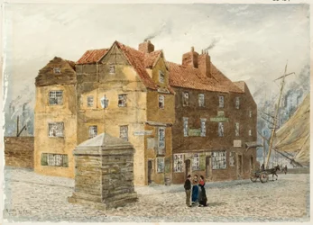Sandgate (Portland Arms Inn) (カードに紙に鉛筆と水彩)