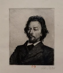 ヴィルヘルム・ハマーショイの肖像」1899年頃（銅版画