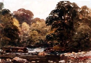川の風景（水彩）