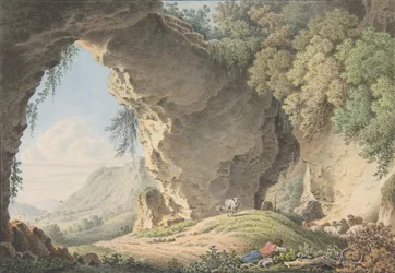 眠る羊飼いのいる岩の多い風景、1817年。