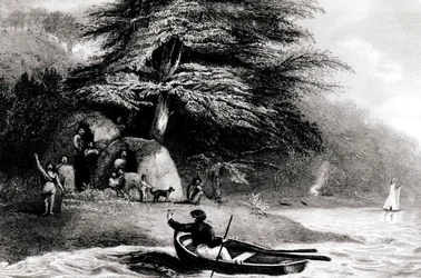 マグダレン海峡、ホープハーバーリンでのフジアンウィグワムス、S。ブル作、1838年