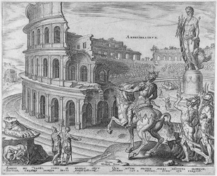 1572年のマールテンファンヘームスケルク後の世界の8番目の驚異のシリーズからのローマのコロシアム