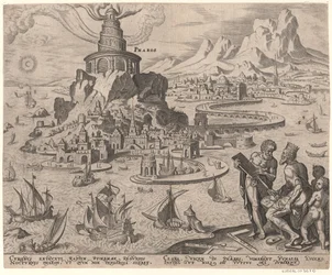 1572年のマールテンファンヘームスケルク後の世界の8番目の驚異シリーズのアレクサンドリアの灯台