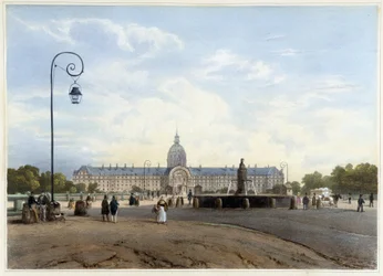 シャン・ド・マルスから見たアンヴァリッドホテル - ジャコテとブノワの『Promenade dans Paris et ses environs』（Gihaut編）による。