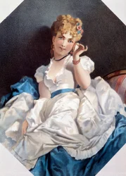 フィリップ・ジャック・リンダーのリトグラフ「貝殻の女」（1835-?19世紀 個人蔵