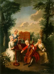 キュー宮殿でチェロを演奏するプリンス オブ ウェールズのフレデリック ルイス王子、c1733-1750、1942 年。
