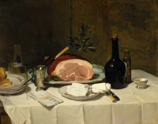 ハムのある静物、1870年代。