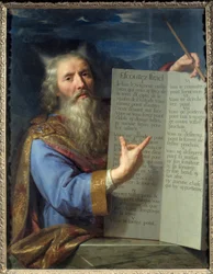 モーゼと法の表。Philippe De Champaigne（1602-1674）による絵画 Ec.Flam.