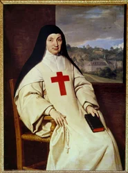 母アンジェリーク・アルノーの肖像 Jacqueline Marie Arnauld dit Angelique Arnauld (1591-1661) Port Royal des champs (Port-Royal-des-Champs)の修道院長、フランス・ジャンセニスムの人物」 Philippe de Champaigne (1602-1674)による絵画。
