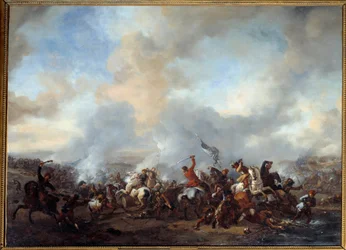 騎兵と歩兵の大立ち回り フィリップス・ウワーマン（1619-1668）画 17世紀 日0.99×1.35m