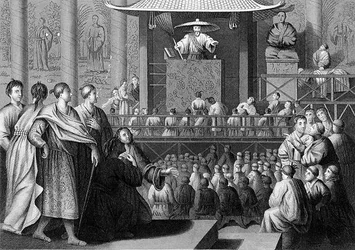 日本の伝道師」（R.ヤングの彫刻）、A.Fullarton & Co.発行の「World Religion」より。(エングレーヴィング)