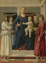 聖母と子が4人の天使に即位、c.1460-70
