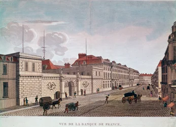 パリのクロワ・プティ・シャン通りから見たフランス銀行（エングレーヴィング