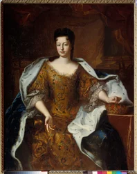 ロレーヌ公爵夫人、シャルロット・エリザベート・ドルレアン（1676-1744）の肖像。ピエール・ゴベール（1662-1744）の工房で制作された絵画 1698年 Dim.1.4x1.11 m - ロレーヌ公爵夫人シャルロット・エリザベート・ドルレアン（1676-1744）の肖像
