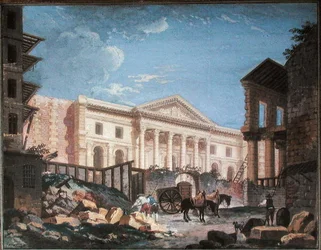 パリの外科医院の建設、1780-89年頃（紙にガッシュ）