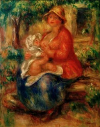 息子の世話をするAline Renoir