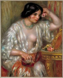 ジュエリーを持つガブリエル。ガブリエル・ルナール（画家の息子の看護師）。ピエール・オーギュスト・ルノワール（1841-1919）の絵画