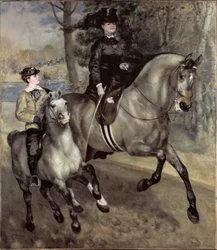 ブーローニュの森での騎手（または乗馬）。絵画：ピエール・オーギュスト・ルノワール（Pierre-Auguste