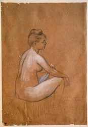 座る浴女絵画：ピエール・オーギュスト・ルノワール（Pierre-Auguste