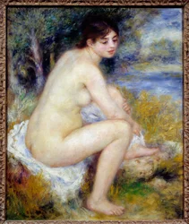風景の中の裸婦、ピエール・オーギュスト・ルノワール（1841-1919）による絵画、1883年、Sun. 0.65 x 0.54 m、パリ、オランジュリー美術館