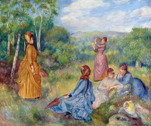 バドミントンをする若い女性たち par Renoir, Pierre Auguste (1841-1919), ca 1887 - 油彩・キャンバス, 54,6x65,2 - プライベート・コレクション