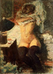 黒いストッキング 女性の脱衣ピエール・ボナール（1867-1947）による絵画 1908年 ディムについて58x43 cm イギリス、ロスリン伯爵のコレクション