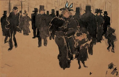 Le boulevard、c.1890（水彩、水墨画、バフ紙で洗う）