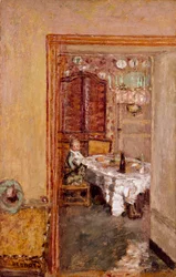 ダイニングルームにいる小さな男の子ピエール・ボナール（1867-1947）の絵画 1898年 イギリス 個人蔵