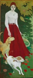 ミス・アンドレ・ボナールとその犬たち（油彩・キャンバス