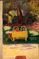 庭園での試飲。ピエール・ボナール（1867-1947）の絵画、1910年頃。キャンバスに油彩、日65x44cm ミラノ、個人蔵