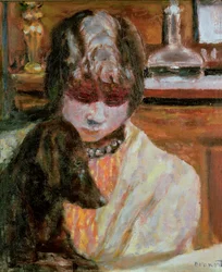 犬を連れた女性、1913年頃