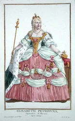 エリザベス・ペトロフナ（1709-62）ロシア皇后（1741-62）1780年出版の「Receuil des Estampes, representant les Rangs and les Dignites, suivant le Costume de toutes les Nation