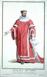 ジャック・オーギュスト・ドゥ・トウ（1533-1617）「Receuil des Estampes, Representant les Rangs and les Dignites, suivant le Costume de toutes les Nationes Existantes」（1780年刊）より（手彩色の彫刻）。