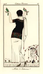 半袖のトップスと白いスカートの女性