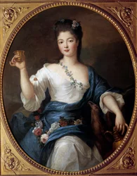 シャルロット・アグレ・ドルレアン（1700-1761）モデネ公爵夫人の肖像 ピエール・ゴベール（1662-1744）の絵画 18世紀 日1.2x0.9 m