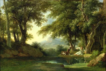 彼の反射を賞賛する水仙