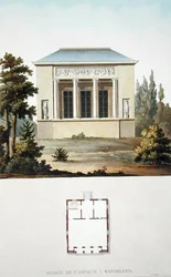 ウォンデルゲムのカントリーハウス（1827年に出版されたピエール・ジャック・ゴエッヘビュールの「Choix des Monuments, Edifices et Maisons les plus remarquables du Royaume des Pays-Bas」より）（アクアチント