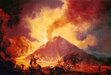 イタリア、ヴェスヴィオ火山の噴火...（油彩・キャンバス）