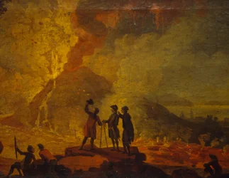 ベスビオの噴火、ピエール・ジャック・ヴォレール（1729-1792）作、キャンバスに油彩、52x79cm。 詳細。