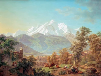 日没時にサランシュから見たモンブラン ピエール・ルイによる海岸の絵画 (1753-1817) 1802 美術館 アートとD？ スイス ジュネーブ市の歴史