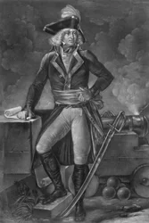 General Charles Pichegru (1761-1804) - Portrait en pied de Charles Pichegru (1761-1804), general en chees de armes du Nord, de Sambre et Meuse, de Rhine et Moselle" Pierre Michel Alix (1762-1817) によるエングレーヴィング、Alexandre Evariste FRAGONARD (1780-185) によるエングレ